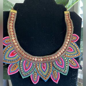 Multi Colored Statement Necklace | Pink Red Green Purple Gold Bronze Orange blue